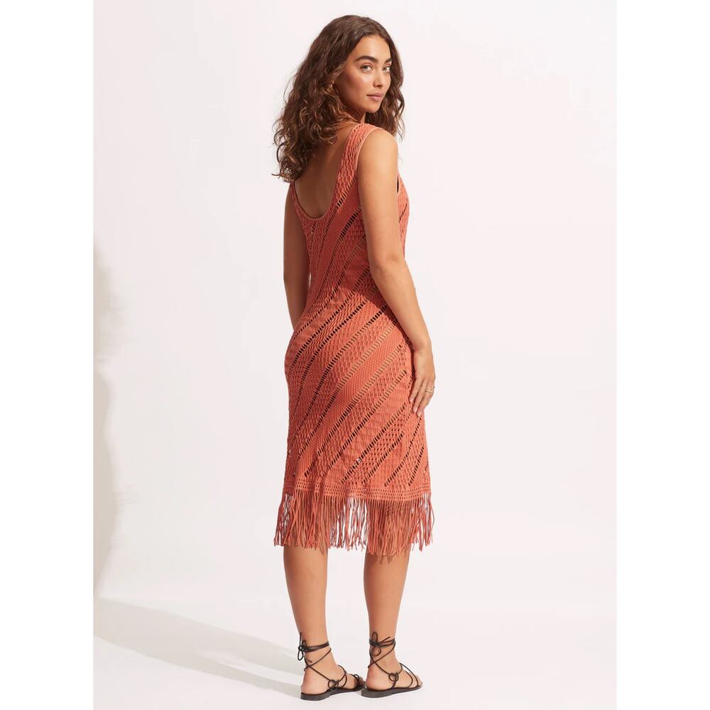 Seafolly Marrakesh Cover Up Cinnamon Size Small Fringe